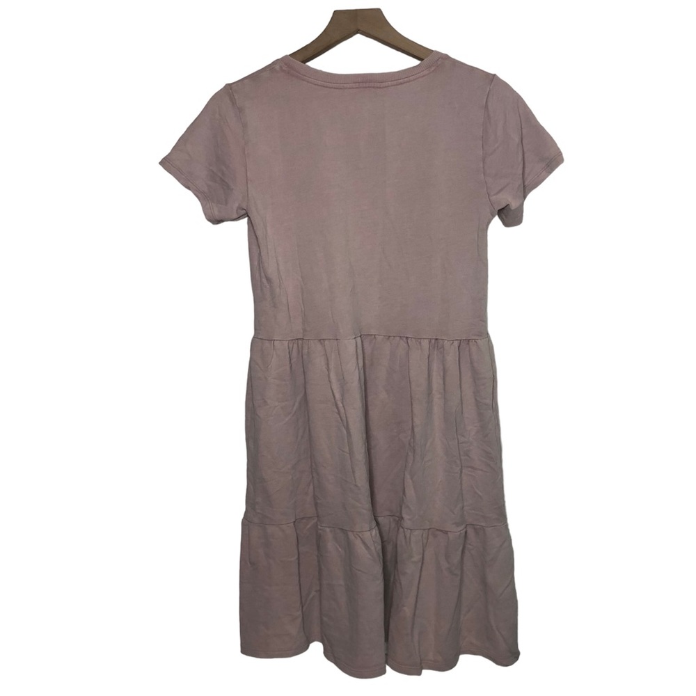 Jane and Delancey Light Pink V-Neck Short Sleeve Tiered T-Shirt Dress - Picture 6 of 11